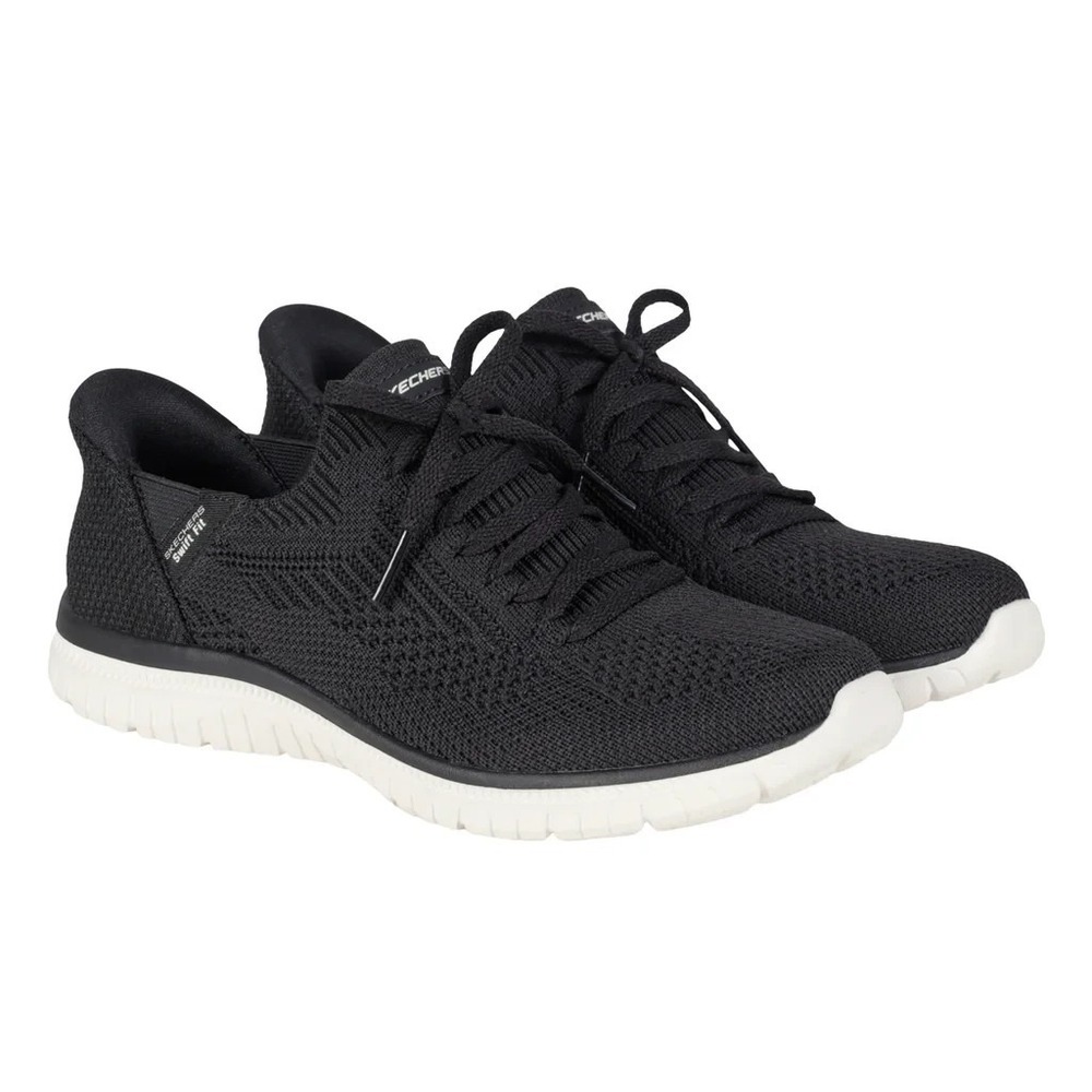 Skechers Swift Fit Black Sneaker Tennis Shoes Women's Sz 6 Lace Up